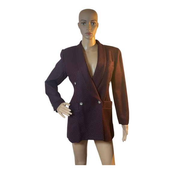 Lucien Barriere Italy Jackets & Blazers - Lucien Barriere Women’s Vintage Burgundy Hounds  Wool Blazer Jacket Size 36